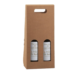 SCATOLA 2 BOTTIGLIE 180X90MM H385MM ONDA AVANA COD. 7766C