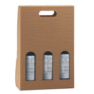 SCATOLA 3 BOTTIGLIE 270X90X385MM ONDA AVANA COD. 7768C CONFEZIONE DA 5