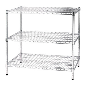 SCAFFALE 3 RIPIANI IN ACCIAIO CROMATO 60X90CM - H90CM ARCHIMEDE KIT ROBUSTO COD. 3X609090
