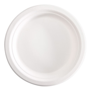 50 PIATTI TONDI MONOUSO IN CANNA DA ZUCCHERO D 18 CM BIANCO SIGNOR BIO COD. BPC002BIO50F