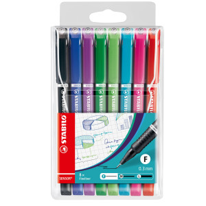 ASTUCCIO 8 FINELINER STABILO SENSOR PUNTA 0.3MM COLORI ASSORTITI COD. 189/8