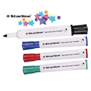 BUSTA 4 MARCATORI PER LAVAGNE PUNTA TONDA 2MM COLORI ASSORTITI STARLINE COD. STL1652.