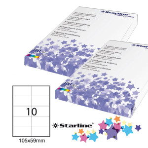 ETICHETTA ADESIVA BIANCA 100FG A4 105X59MM (10ET/FG STARLINE COD. X210ODC507
