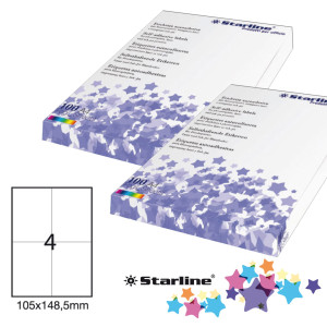 ETICHETTA ADESIVA BIANCA 100FG A4 105X148,5MM (4ET/FG STARLINE COD. X210ODC519