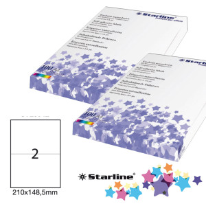 ETICHETTA ADESIVA BIANCA 100FG A4 210X148,5MM (2ET/FG STARLINE COD. X210ODC509