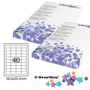 ETICHETTA ADESIVA BIANCA 100FG A4 48,5X25,4MM (40ET/FG STARLINE COD. X210ODC553