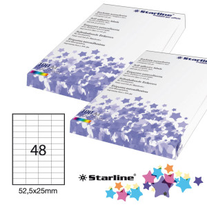 ETICHETTA ADESIVA BIANCA 100FG A4 52,5X25MM (48ET/FG STARLINE COD. X210ODC556