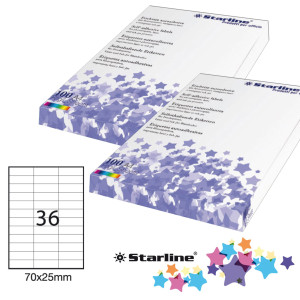 ETICHETTA ADESIVA BIANCA 100FG A4 70X25MM (36ET/FG STARLINE COD. X210ODC506