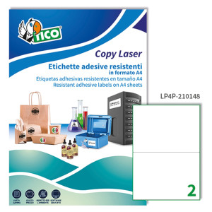 POLIESTERE ADESIVO LP4P BIANCO 70FG A4 210X148MM (2ET/FG) LASER TICO COD. LP4P-210148