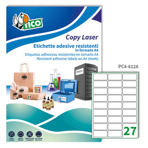 POLIESTERE ADESIVO PC4 TRASPARENTE 100FG A4 61X286MM (27ET/FG) LASER TICO COD. PC4-6128