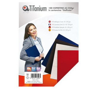 100 COPERTINE A3 CARTONCINO GOFFRATO 250G NERO TITANIUM COD. CAA3-01-SL