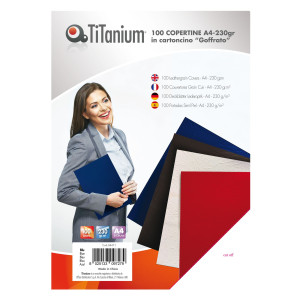 100 COPERTINE A4 CARTONCINO GOFFRATO 230G BLU TITANIUM COD. PB250-11T