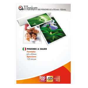 100 POUCHES 65X95MM 125MY GOVERNMENT CARD TITANIUM COD. PP525-12T