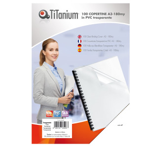 100 COPERTINE A3 PVC TRASPARENTE 180MY TITANIUM COD. PVC118-3SL