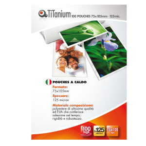 100 POUCHES 75X105MM 125MY JUMBO CARD TITANIUM COD. S-PP525-05T