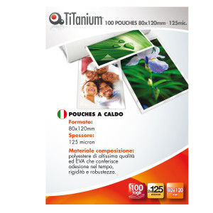 100 POUCHES 80X120MM 125MY SWISS CARD TITANIUM COD. S-PP525-06T