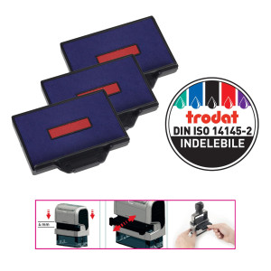BLISTER DA 3 TAMPONI 6/56-2 ROSSO-BLU TRODAT COD. 1532