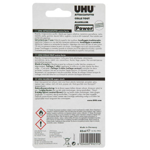 COLLA TRASPARENTE EXTRAFORTE UHU POWER 45ML COD. 34256