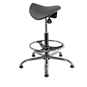 SEDIA TECNICA A SELLA E19W NERA IN PU CON POGGIAPIEDI COD. EOE19W-N