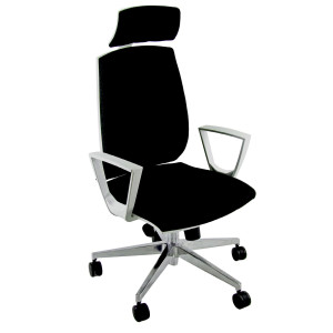 POLTRONA SEMIDIREZIONALE LARISSA LR1B NERO C/BRACC FISSI E POGGIATESTA COD. LA1BPG/BRFB/EN