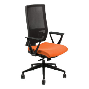 POLTRONA OPERATIVA NEREIDE ARANCIO C/BRACC. TESSUTO ECO TRATT. IGNIFUGO COD. NDAE/BRP/IA