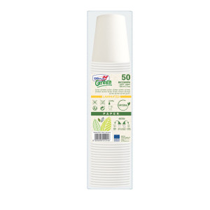 50 BICCHIERI IN CARTA CON MARCATURA S.U.P 180ML DOPLA GREEN ART.74202 COD. 74202