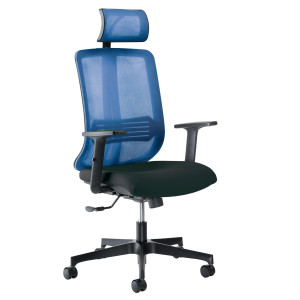 POLTRONA SEMIDIREZIONALE VERTIGO VRAPG NERO/BLU C/ POGGIATESTA E BRAC REGOLABILI COD. VRAPG/BR2B/SB/N