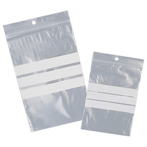 100 SACCHETTI ZIP 150X220 MM CON BANDE SCRIVIBILI E FORO COD. 3085BAD