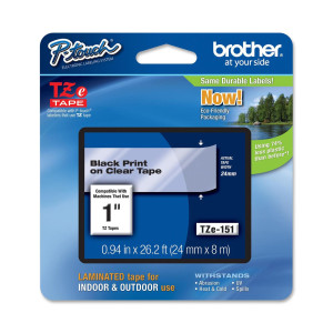 NASTRO BROTHER TZ-E151 24MMX8MT NEROTRASPARENTE COD. TZ-E151