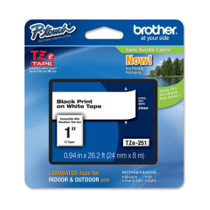 NASTRO BROTHER TZ-E251 24MMX8MT NERO/BIANCO COD. TZ-E251