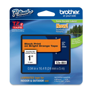 NASTRO BROTHER TZEB51 24MMX8MT NERO/ARANCIO FLUO COD. TZ-EB51