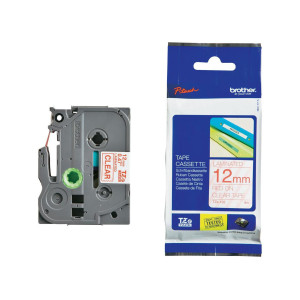 NASTRO BROTHER TZE-132 12MMX8MT ROSSO/TRASPARENTE COD. TZE132