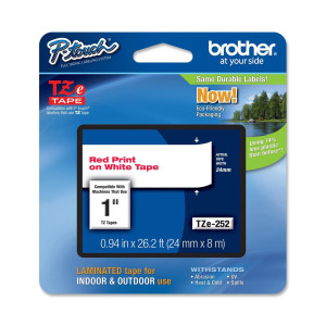 NASTRO LAMINATO BROTHER TZE-252 24MMX8MT ROSSO/BIANCO COD. TZE252