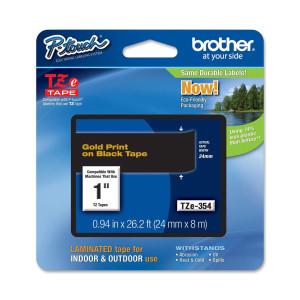 NASTRO LAMINATO BROTHER TZE-354 24MMX8MT ORO/NERO COD. TZE354