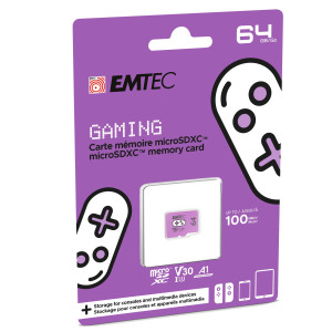 EMTEC MSD 64GB UHS-I U3 V30 A1 GAMING VIOLA COD. ECMSDM64GXCU3G