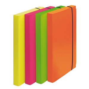 CARTELLA PROGETTO D.3CM CON ELASTICO COLORI FLUO SHOCKING FILE COD. 1028101 CONFEZIONE DA 4