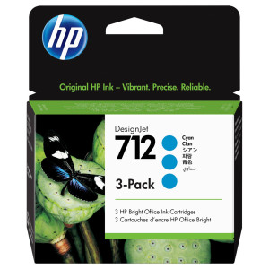 CONFEZIONE DA 3 CARTUCCE HP DI INCHIOSTRO CIANO DESIGNJET HP 712 DA 29 ML COD. 3ED77A