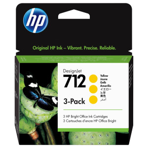 CONFEZIONE DA 3 CARTUCCE DI INCHIOSTRO HP GIALLO DESIGNJET HP 712 DA 29 ML COD. 3ED79A