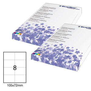 ETICHETTA ADESIVA BIANCA 100FG A4 105X72MM (8ET/FG STARLINE COD. X210ODC502