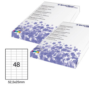 ETICHETTA ADESIVA BIANCA 100FG A4 52,5X25MM (48ET/FG STARLINE COD. X210ODC556