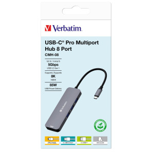 VERBATIM USB-C PRO MULTIPORT HUB 8 PORT CMH-08 COD. 32151