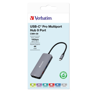 VERBATIM USB-C PRO MULTIPORT HUB 9 PORT CMH-09 COD. 32152
