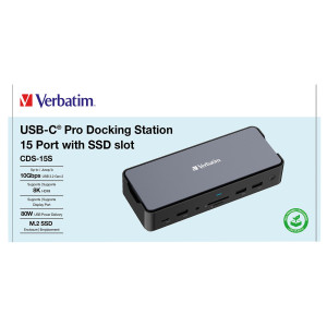 VERBATIM USB-C PRO DOCKING STATION 15 PORT WITH SSD SLOT CDS-15S COD. 32173