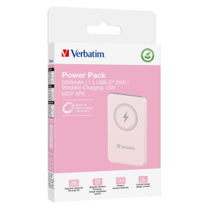 POWER BANK WIRELESS MAGNETICO 5000 MAH ROSA_ VERBATIM COD. 32243