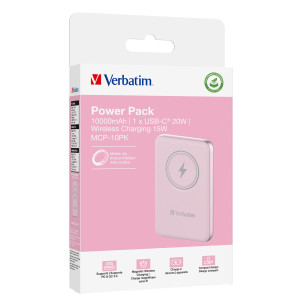 POWER BANK WIRELESS MAGNETICO 10000 MAH ROSA_ VERBATIM COD. 32248