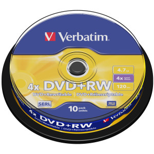 SCATOLA 10 DVD+RW SPINDLE 4X 4.7GB 120MIN. COD. 43488