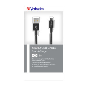 VERBATIM CAVO MICRO B USB CABLE SYNC CHARGE 100CM NERO COD. 48863