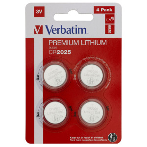 BLISTER 4 MICROPILE A PASTIGLIA CR2025 LITIO 3V VERBATIM COD. 49532