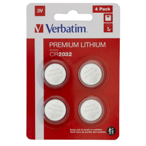 BLISTER 4 MICROPILE A PASTIGLIA CR2032 LITIO 3V VERBATIM COD. 49533