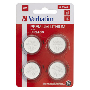 BLISTER 4 MICROPILE A PASTIGLIA CR2430 LITIO 3V VERBATIM COD. 49534